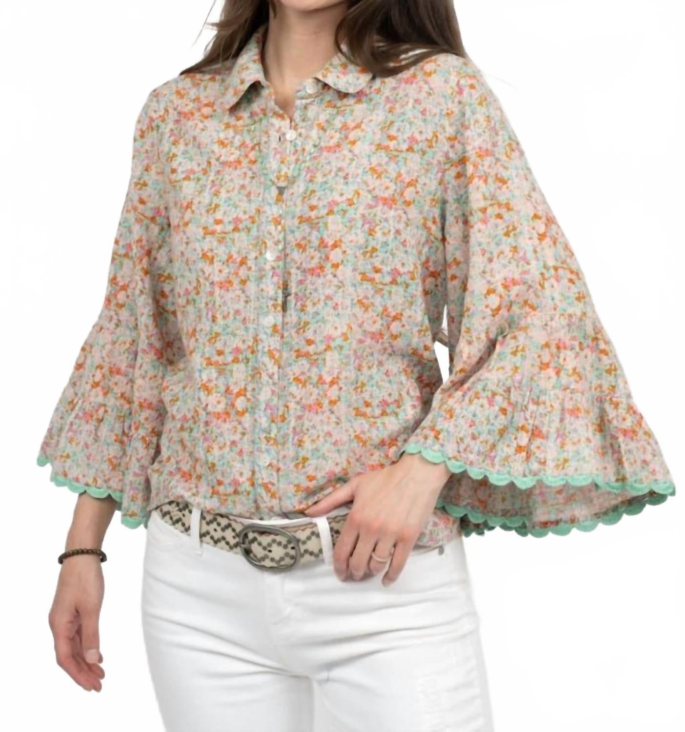 

Цветочная вельветовая рубашка на кнопках в цвете айвори Ivy Jane, слоновая кость