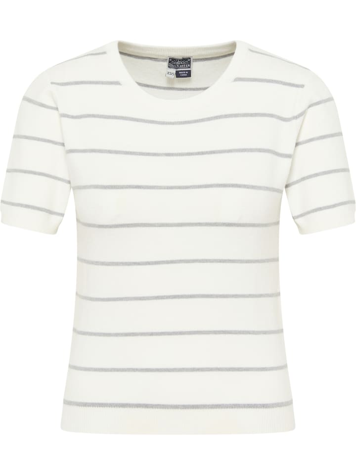 

DreiMaster Женский свитер с короткими рукавами, выполненный в бело-серой меланжевой расцветке