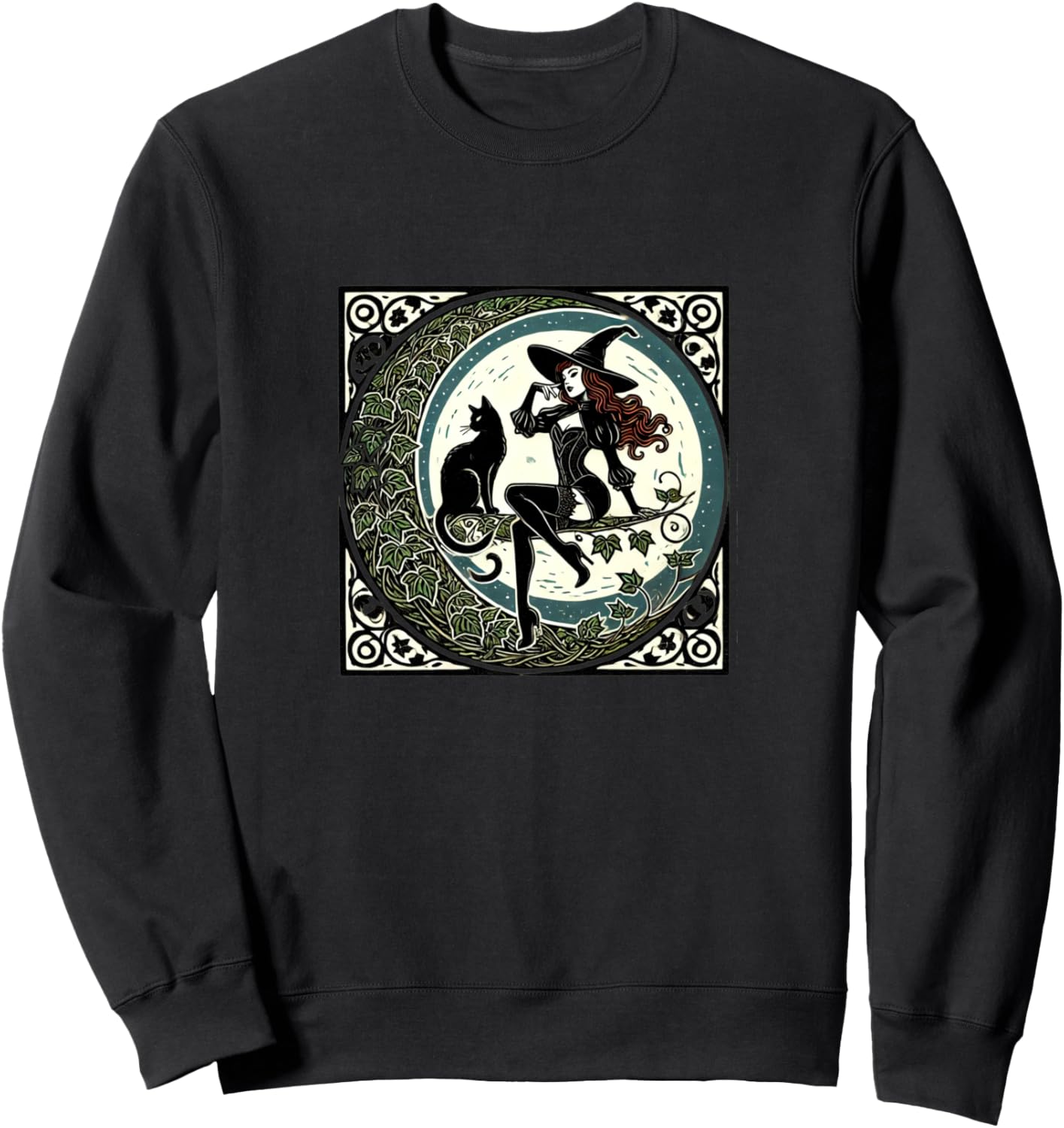 

Иллюстрация ведьмы на Хэллоуин. Красивая толстовка с изображением ведьмы в стиле пин-ап Vintage Halloween Love Snugg, черный