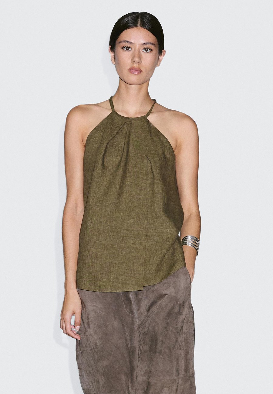 

Топ Massimo Dutti CROSSOVER HALTER TOP, Mottled Dark Green