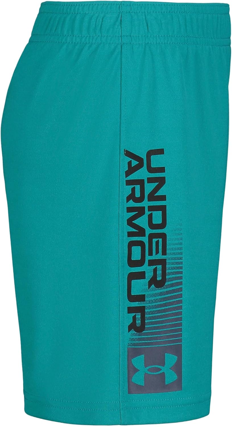 Детские шорты Under Armour Prototype, эластичный пояс, мягкие и удобные., Circuit Teal - Wordmark — фото 2
