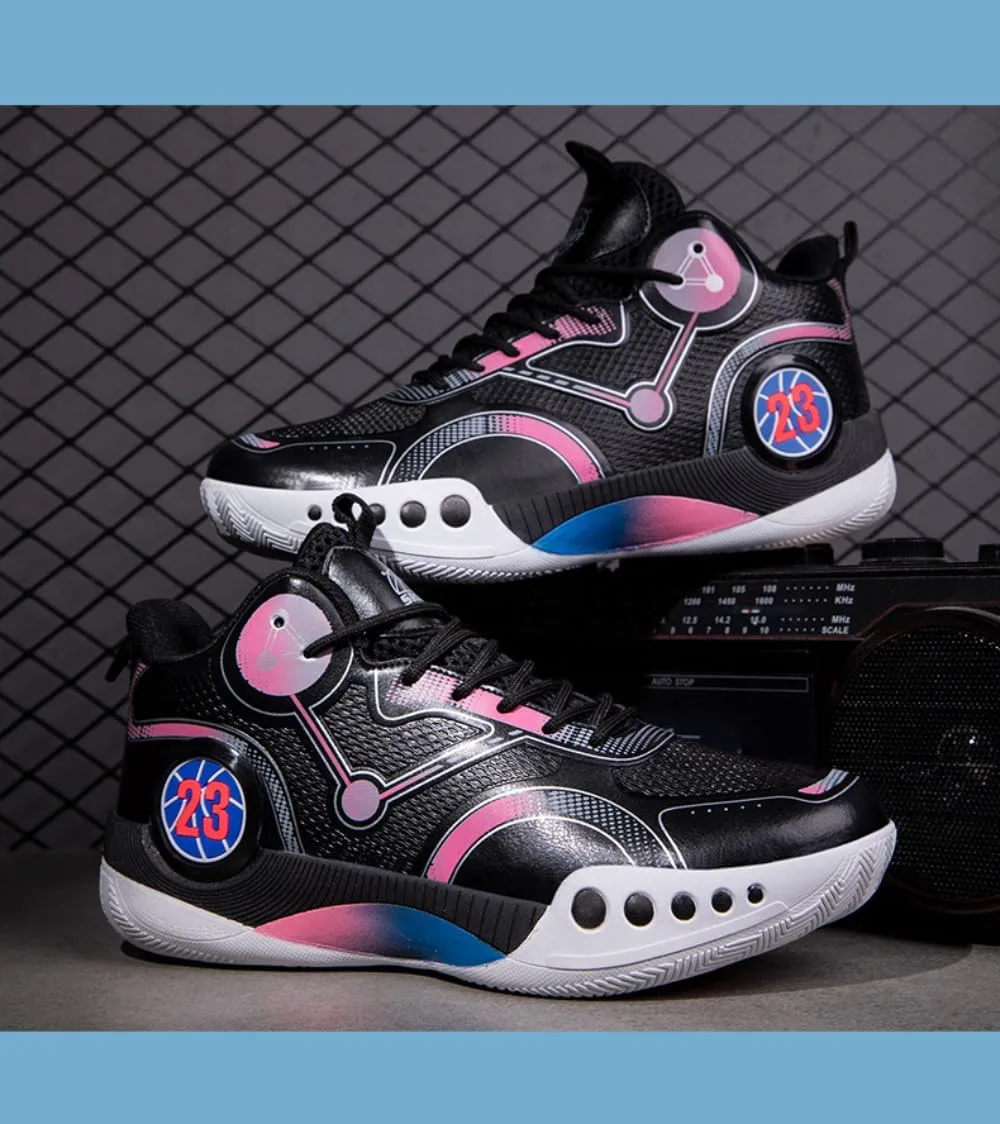 Мужские баскетбольные кроссовки High Top Дышащие, не скользящие амортизирующие кроссовки для спортивных тренировок на цементном корте Spedify, черный — фото 3