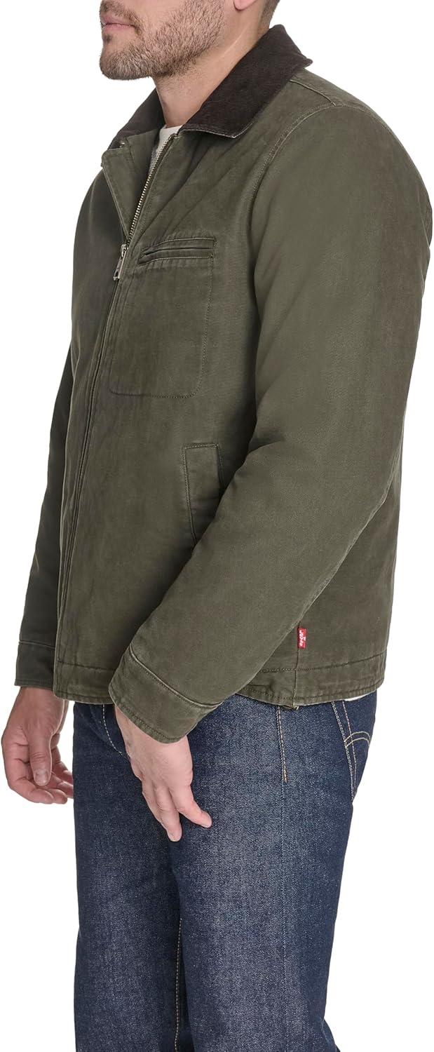 Мужская хлопковая куртка Levi's Depot с вельветовым воротником, Olive — фото 3