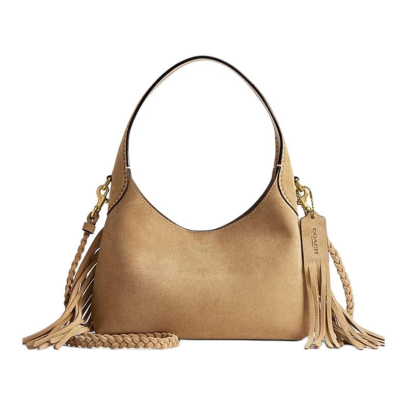 

COACH Барсетка из замши Бруклин с одним плечом маленькая женская коричневая