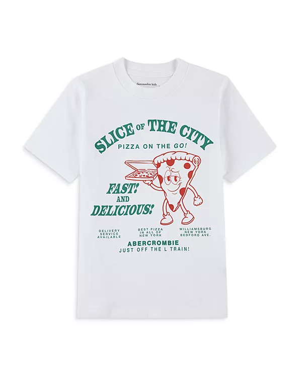 

Футболка с изображением кусочка пиццы для мальчиков - для малышей и для взрослых Abercrombie Kids, белый