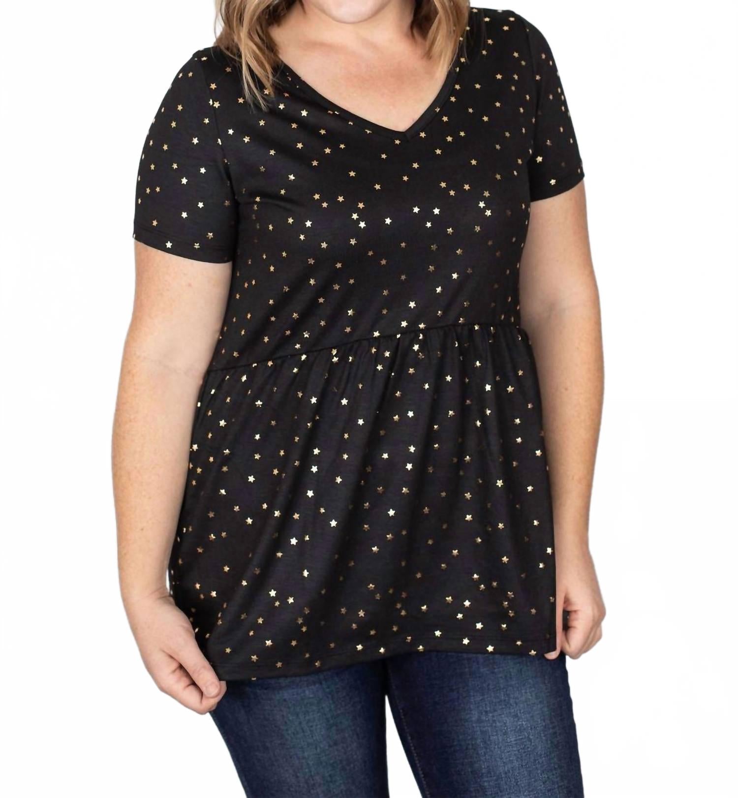 

Michelle Mae Женская блузка Sarah с оборками, цвет Nights, металлик, золотая звезда