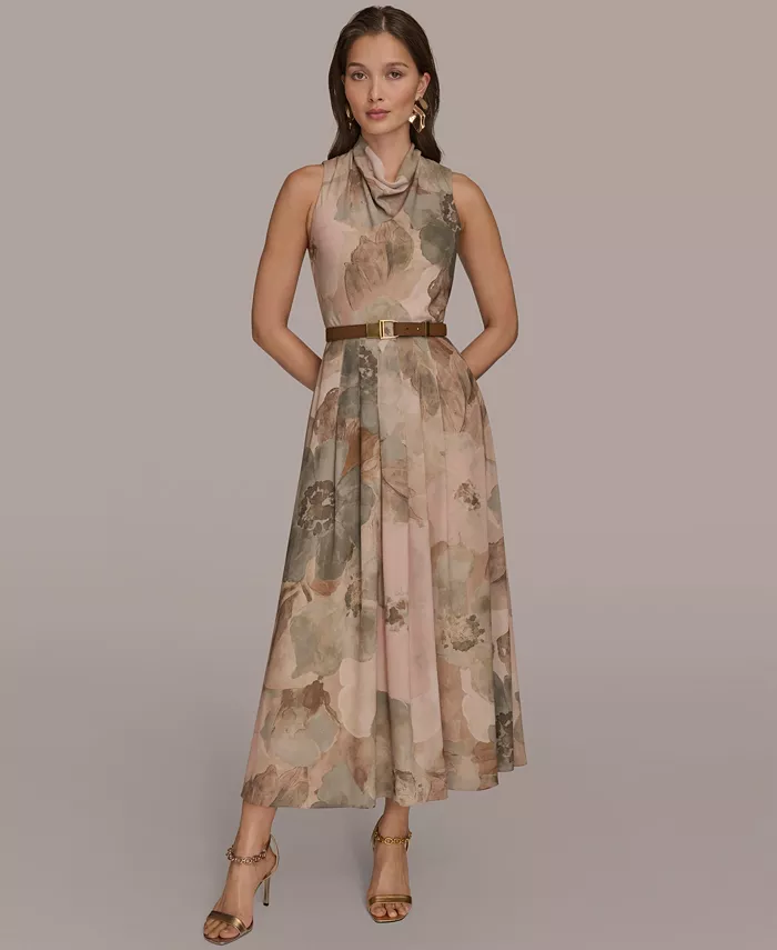 

Женское креповое платье с воротником-хомут Donna Karan New York, розовый