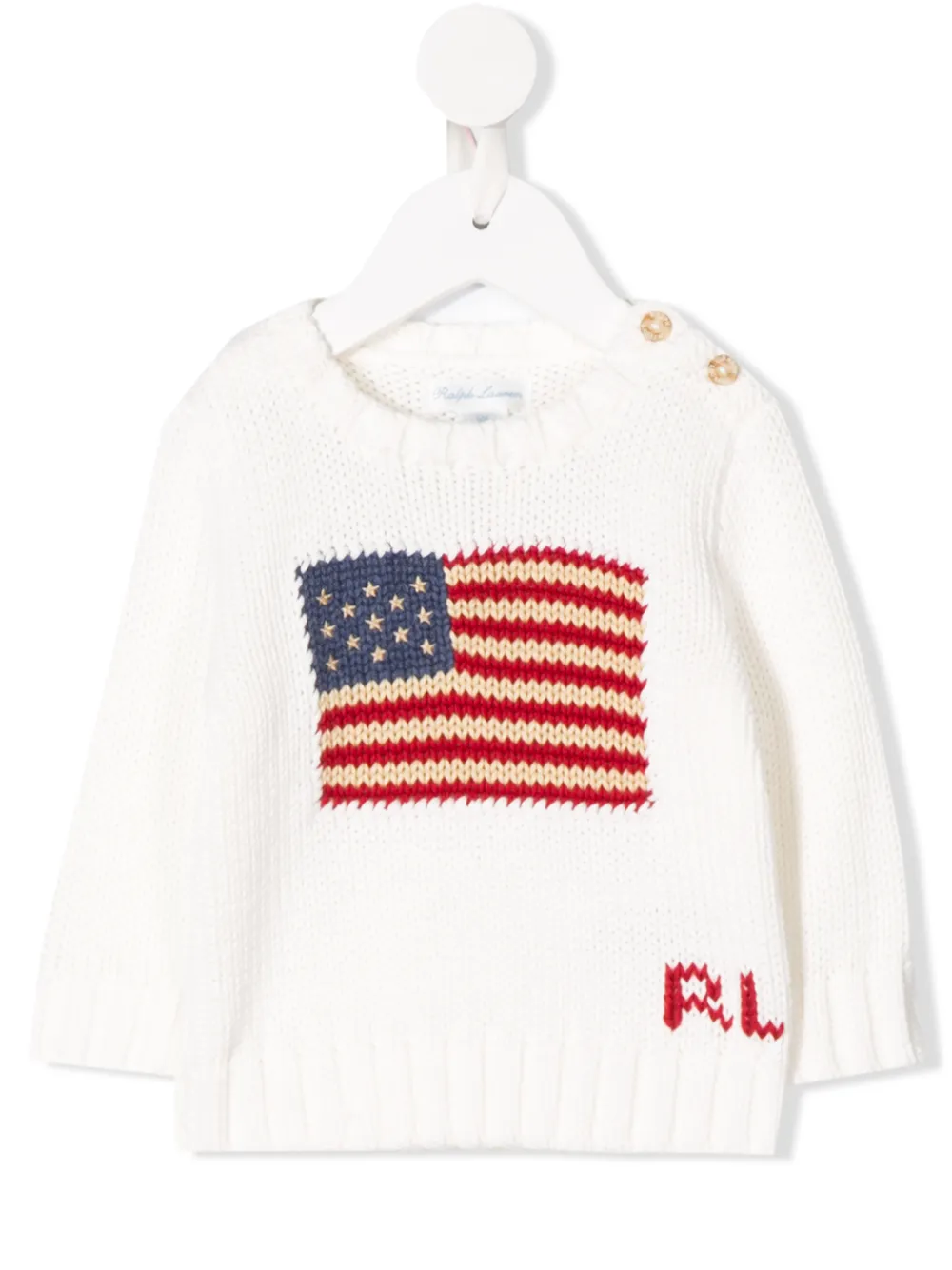 Вязаный джемпер с принтом POLO RALPH LAUREN KIDS, белый