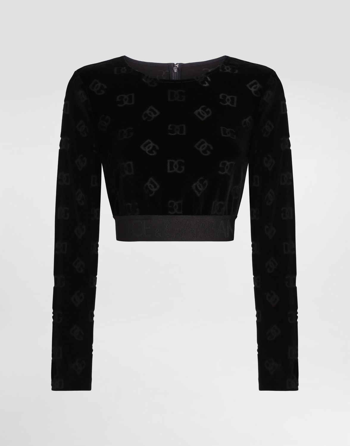 

Укороченный топ из хлопкового шенилла с жаккардовым логотипом dg Dolce & Gabbana, черный