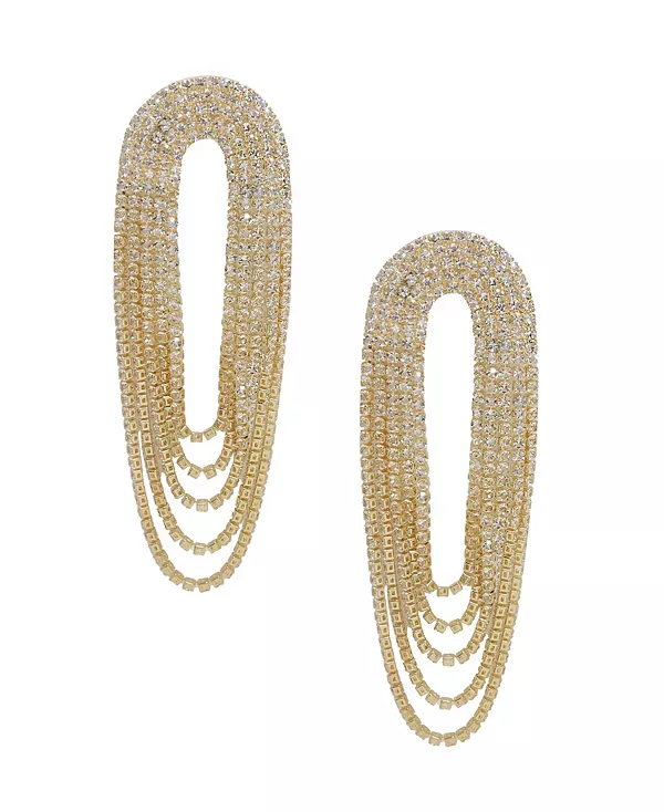 

Женские серьги с бахромой и драпировкой из кристаллов Ettika, gold