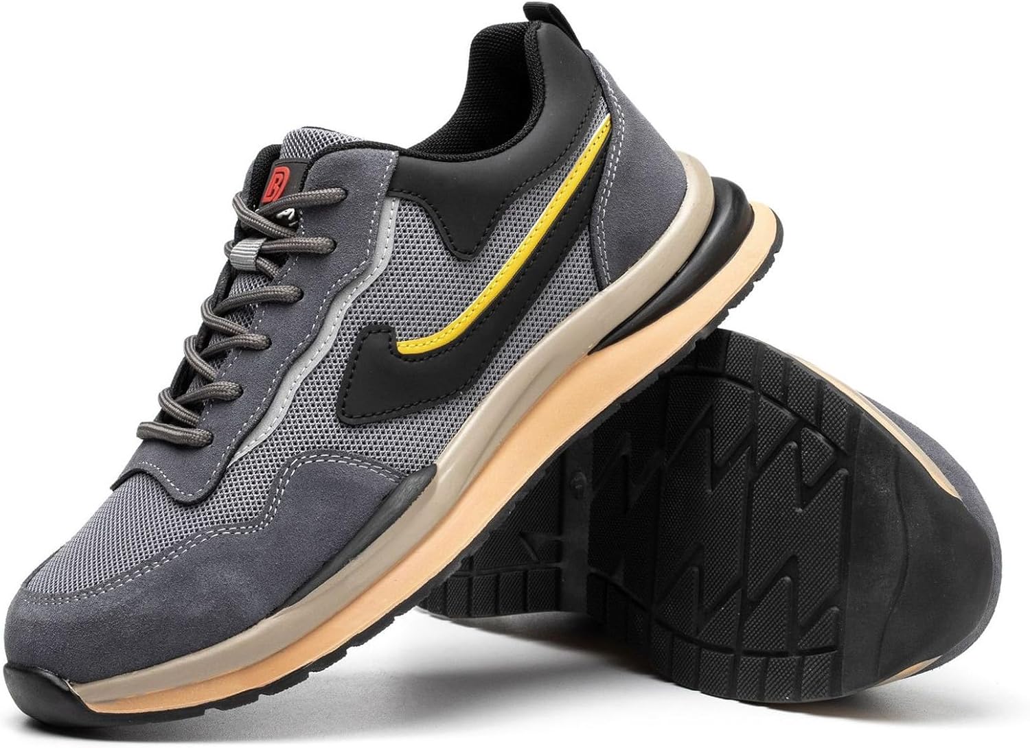 

Теннисные кроссовки с защитой носка из стали для мужчин, легкие дышащие ботинки с композитным защитным носком для мужчин, удобные противоскользящие ботинки с защитой носка из стали, неразрушимые (Цвет: серый, Размер: 9) Wcxty