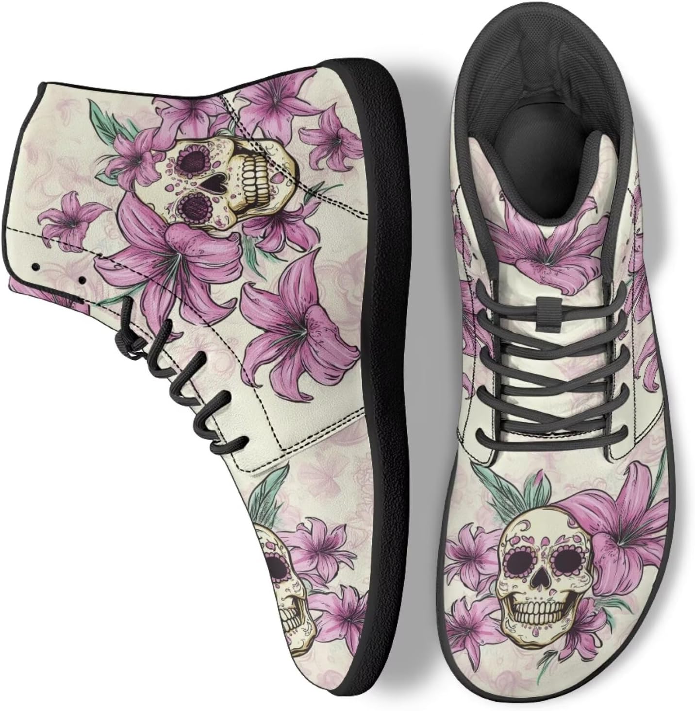 

Кроссовки JoyLamoria Skull Platform, повседневные высокие кроссовки на шнуровке, хип-хоп готические кожаные туфли, черные