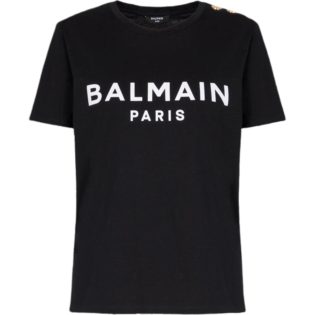 Футболка с принтом логотипа BALMAIN, черная — фото 2