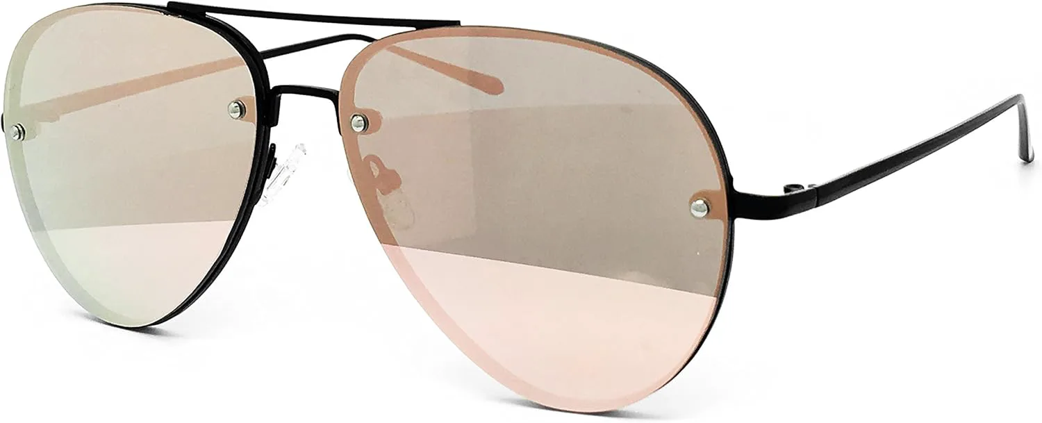 

7191-1 Премиальные солнцезащитные очки-авиаторы большого размера с плоской оправой, зеркальными металлическими линзами (РОЗОВОЕ ЗОЛОТО, 61) O2 eyewear, Rose Gold