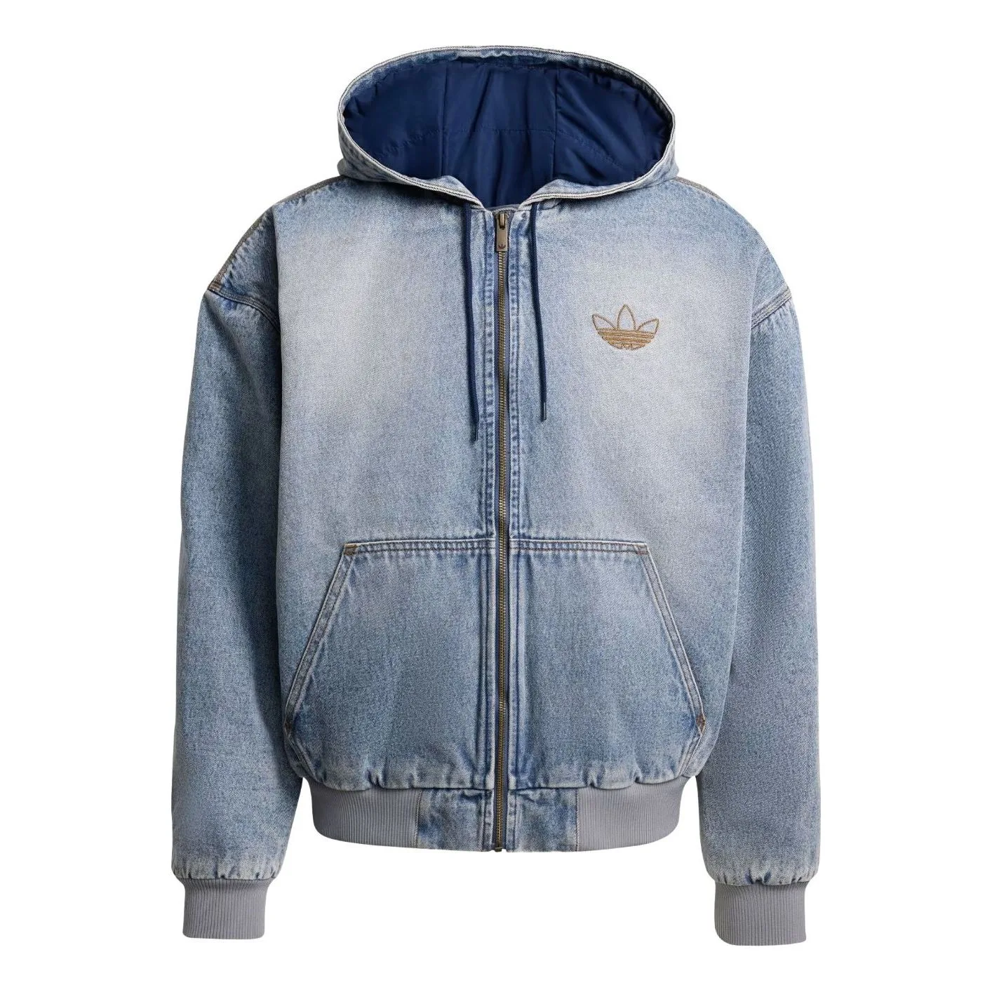 Утепленная джинсовая куртка Adidas 'Indigo Denim', синий