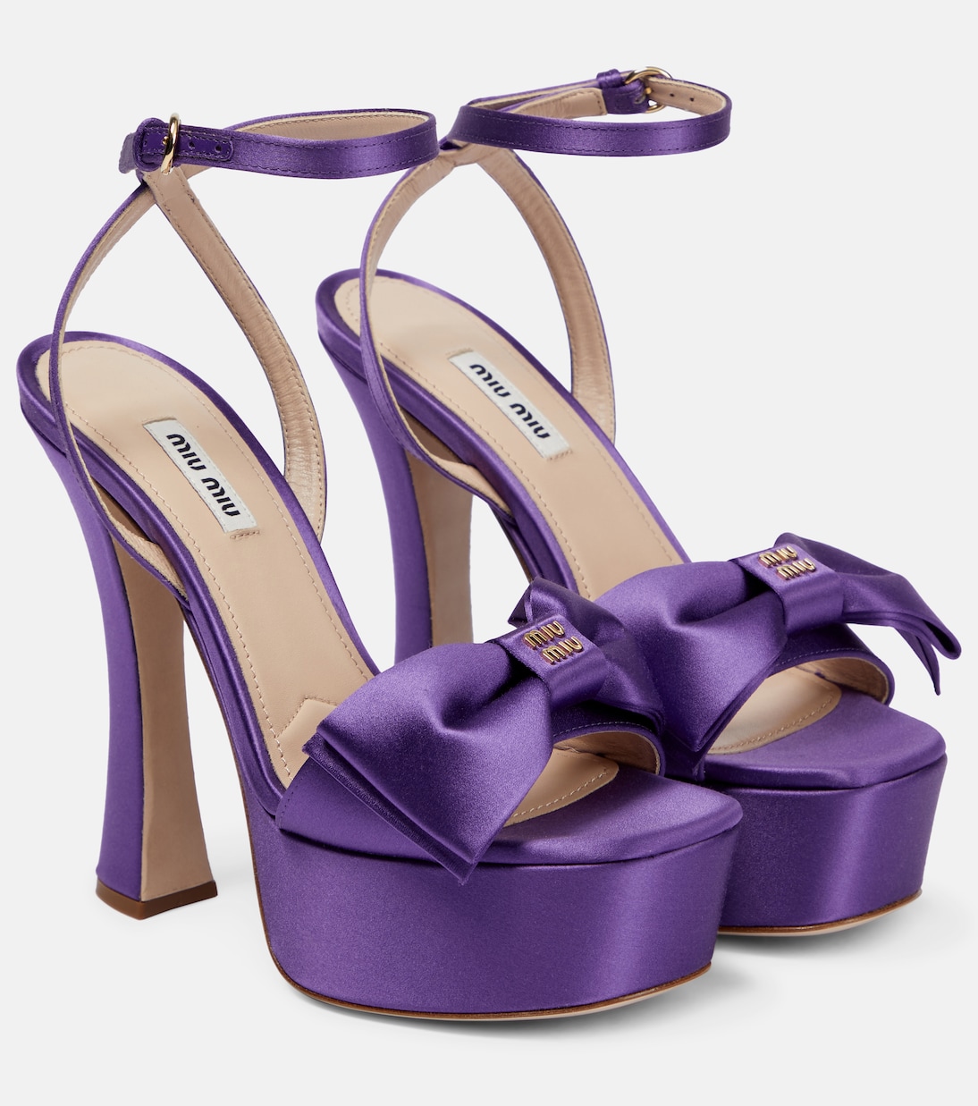 Сатиновые босоножки на платформе Miu Miu, Viola