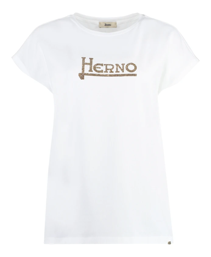 

Хлопковая футболка с контрастным логотипом Herno, белый