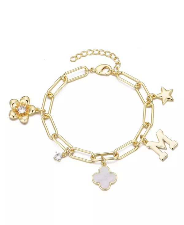 

Золотой браслет с инициалами и массивными подвесками Adornia, gold-m