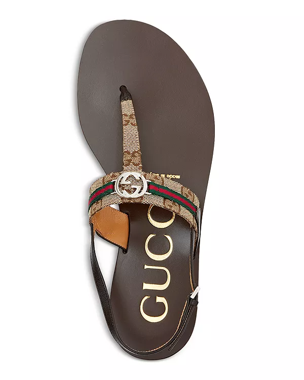 Женские сандалии-стринги с открытой пяткой Gucci, бежевый — фото 3