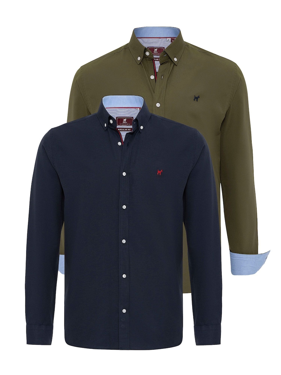 

Рубашка на пуговицах классического кроя Williot, темно-синий/оливковый