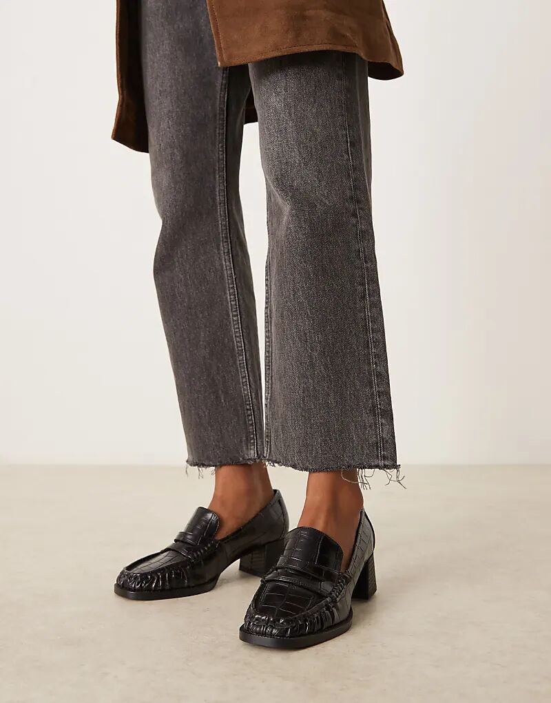 Лоферы Siren на среднем каблуке ASOS DESIGN с чёрным крокодиловым принтом — фото 4