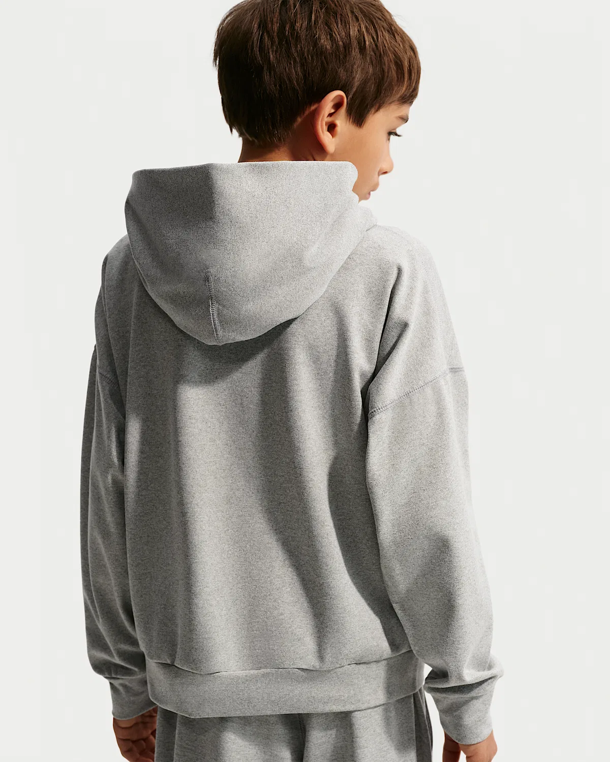 Детская (мальчиковая) флисовая кофта с капюшоном Dri-FIT Nike Pro, Dark Grey Heather/Black — фото 2