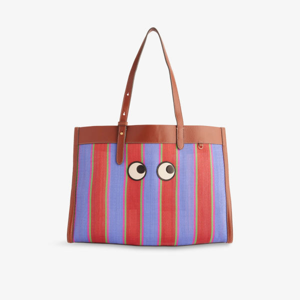 

Сумка-шоппер E/W eyes в полоску из сетки Anya Hindmarch, красный