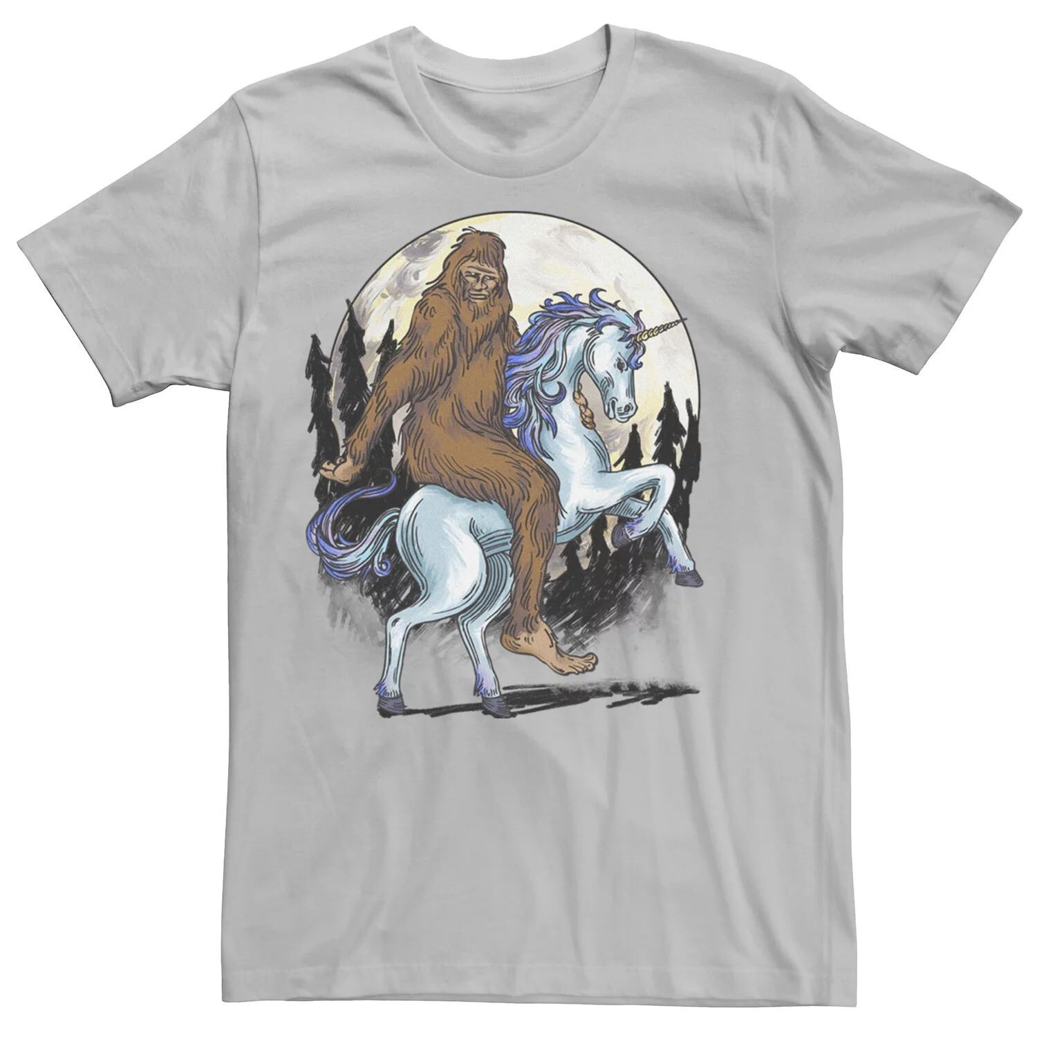 

Мужская футболка Big Foot On A Unicorn In The Moonlight с рисунком Licensed Character