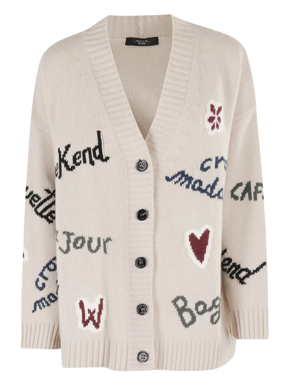 

Кардиган с надписями и украшениями Weekend Max Mara, нейтральный