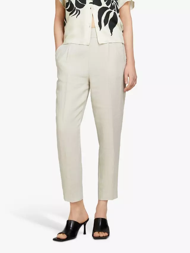 

Брюки SISLEY Cropped Linen Slim Leg, бежевый