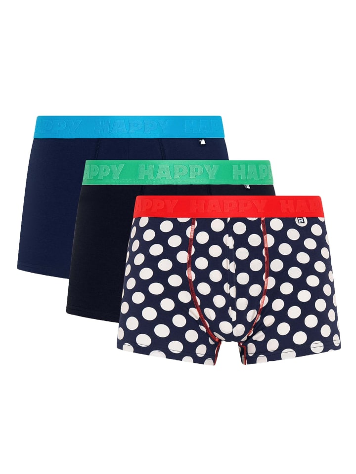 

Happy Socks Комплект из 3 боксерских шорт темно-синего цвета в горошек