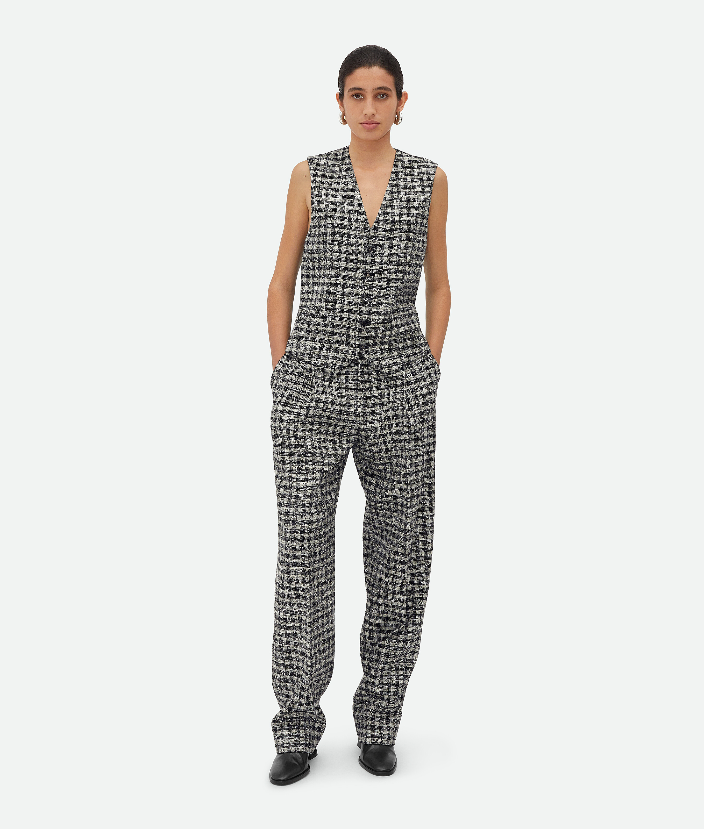

Жилет из шерсти букле в клетку Bottega Veneta