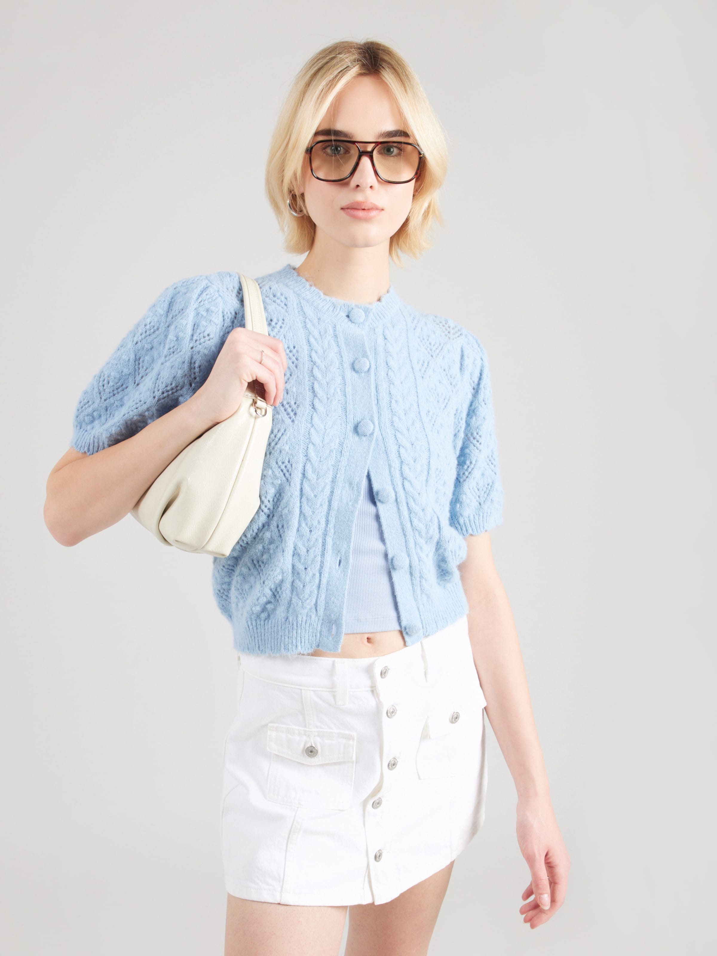 LEVI'S  Вязаный кардиган светло-голубого цвета — фото 3