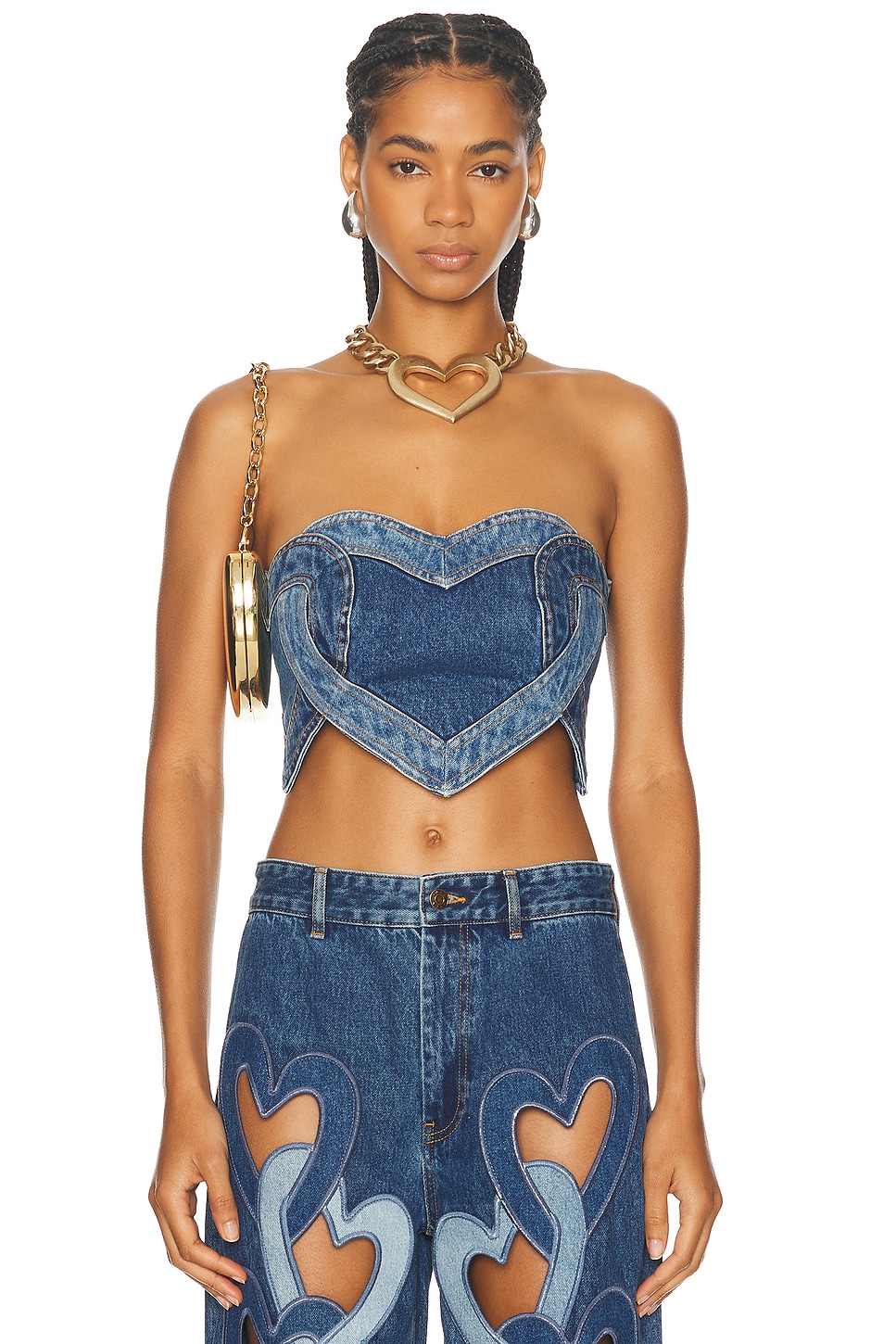 

Топ без бретелек с сердечком AREA, цвет Multi Denim Wash
