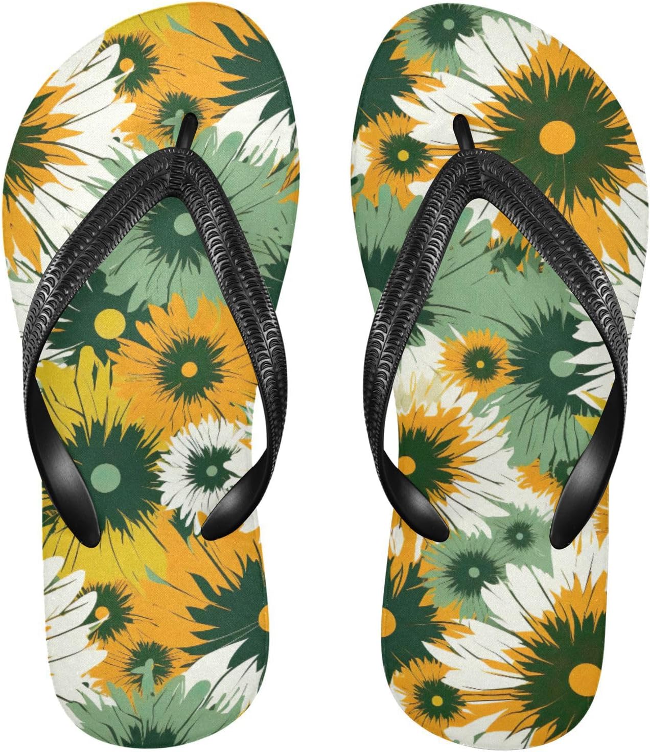 

Женские и мужские пляжные шлепанцы с подсолнухами, зелено-желто-белые, резиновые, с нескользящей подошвой, летние тапочки для душа Sinestour