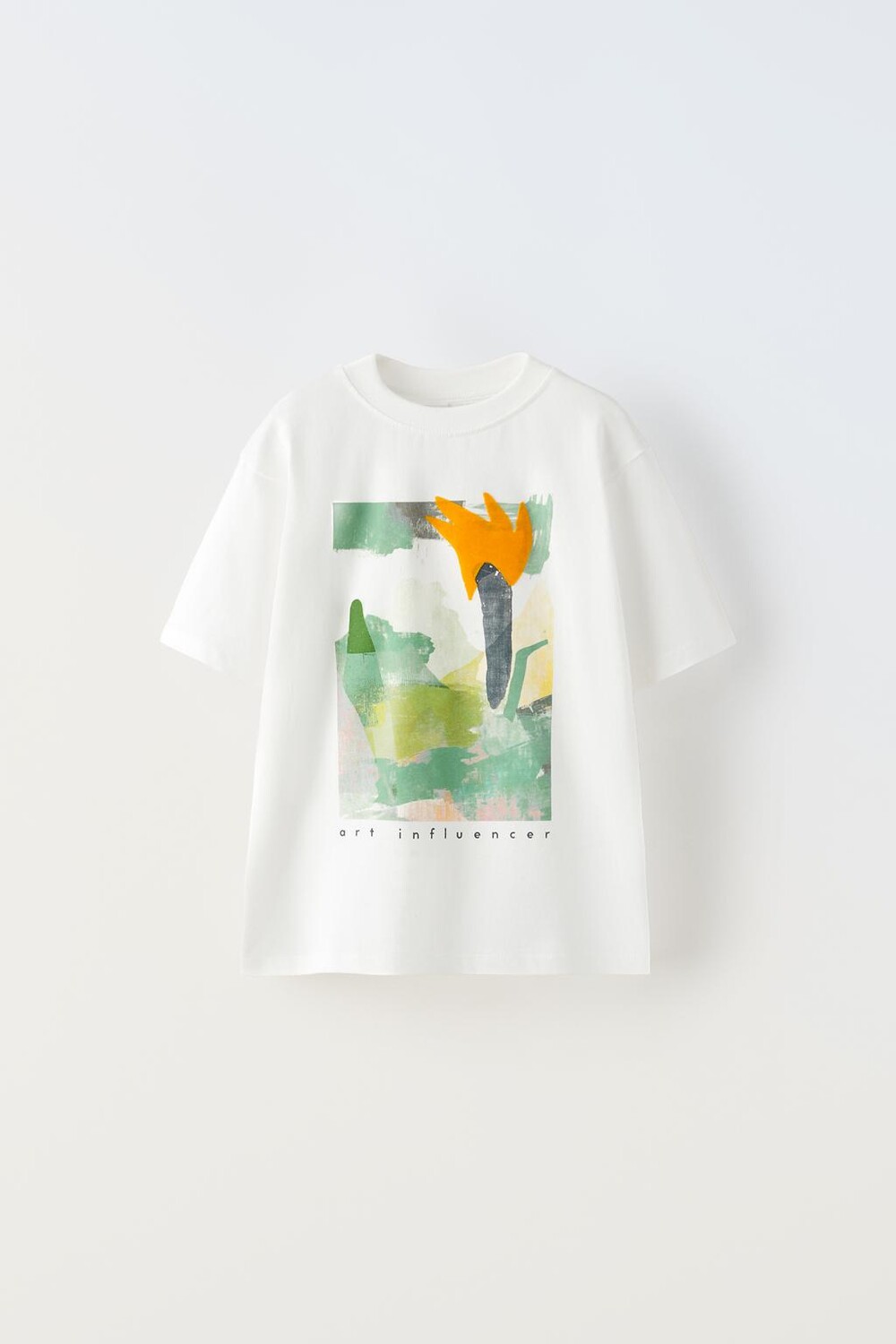 

Футболка с принтом флока ZARA, устрично-белый