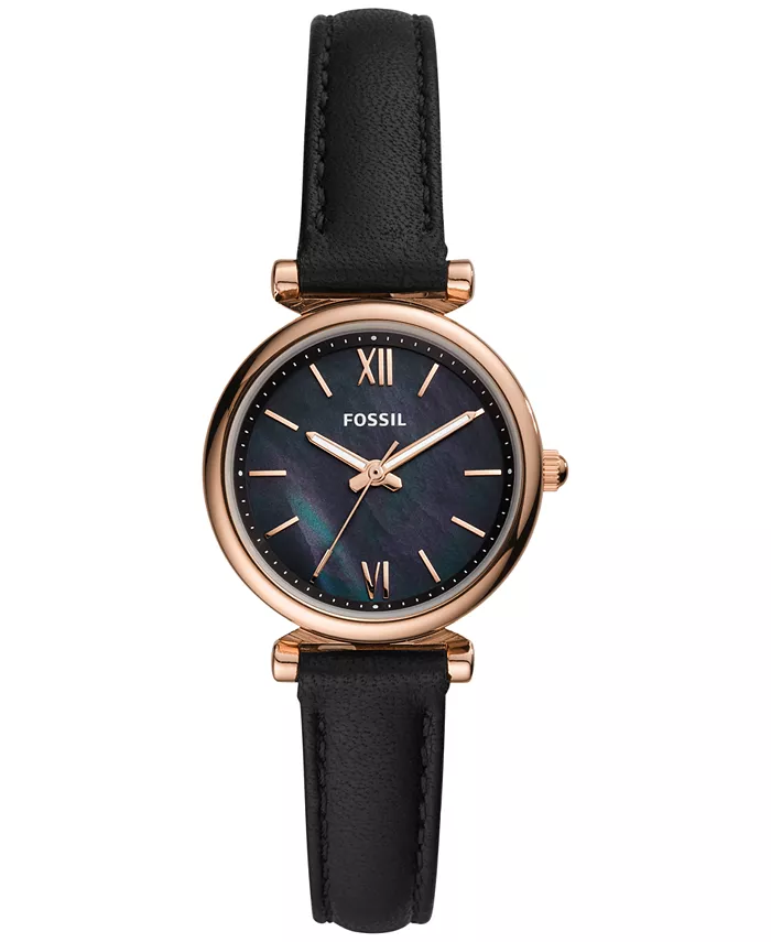 

Женские часы Carlie Mini на кожаном ремешке 28 мм Fossil, черный