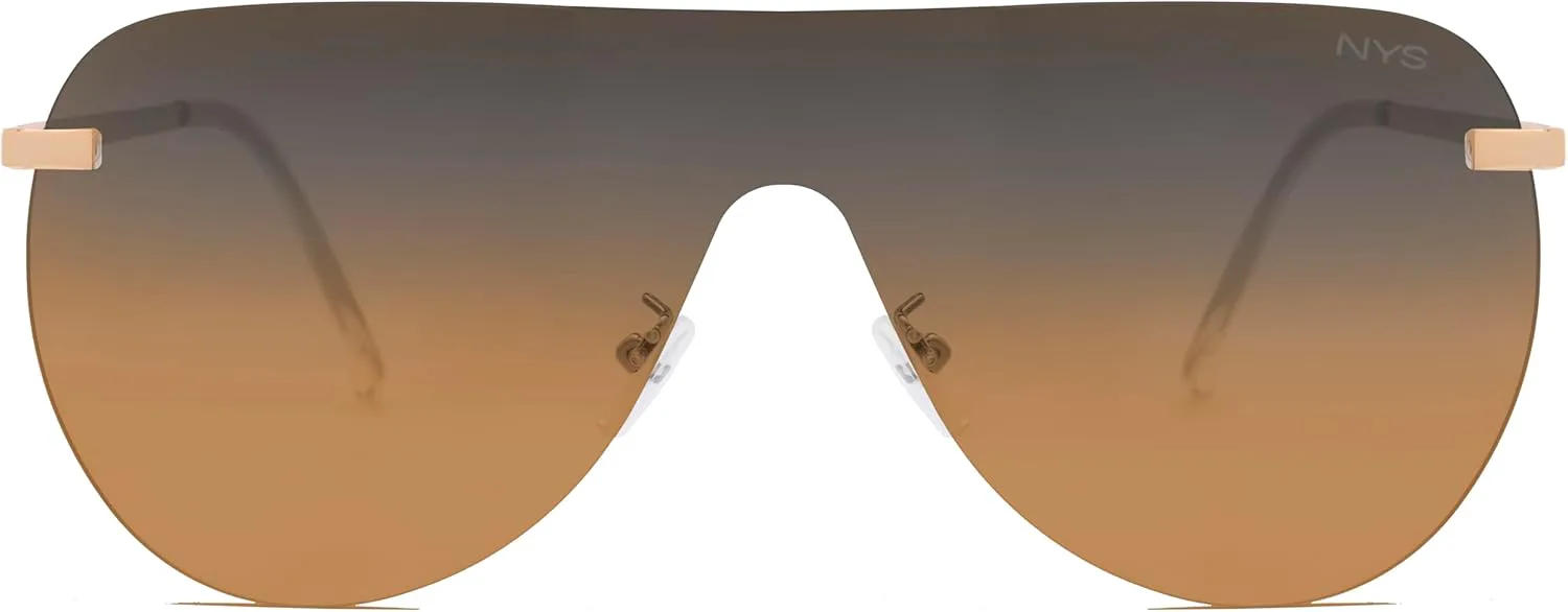

Солнцезащитные очки NYS Collection без оправы, увеличенного размера, с плоской верхней частью, в стиле «авиатор», 100% защита от УФ-излучения UV400, Gold