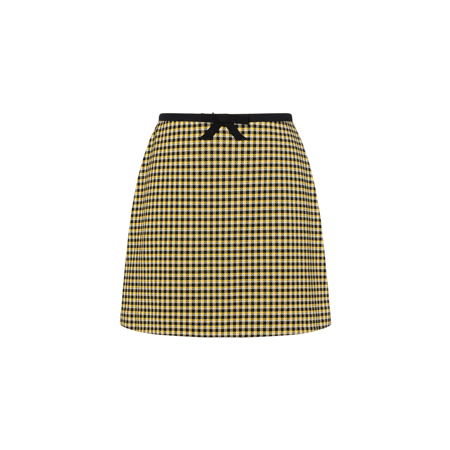 Повседневная короткая юбка женская желтая черная MIU MIU — фото 2