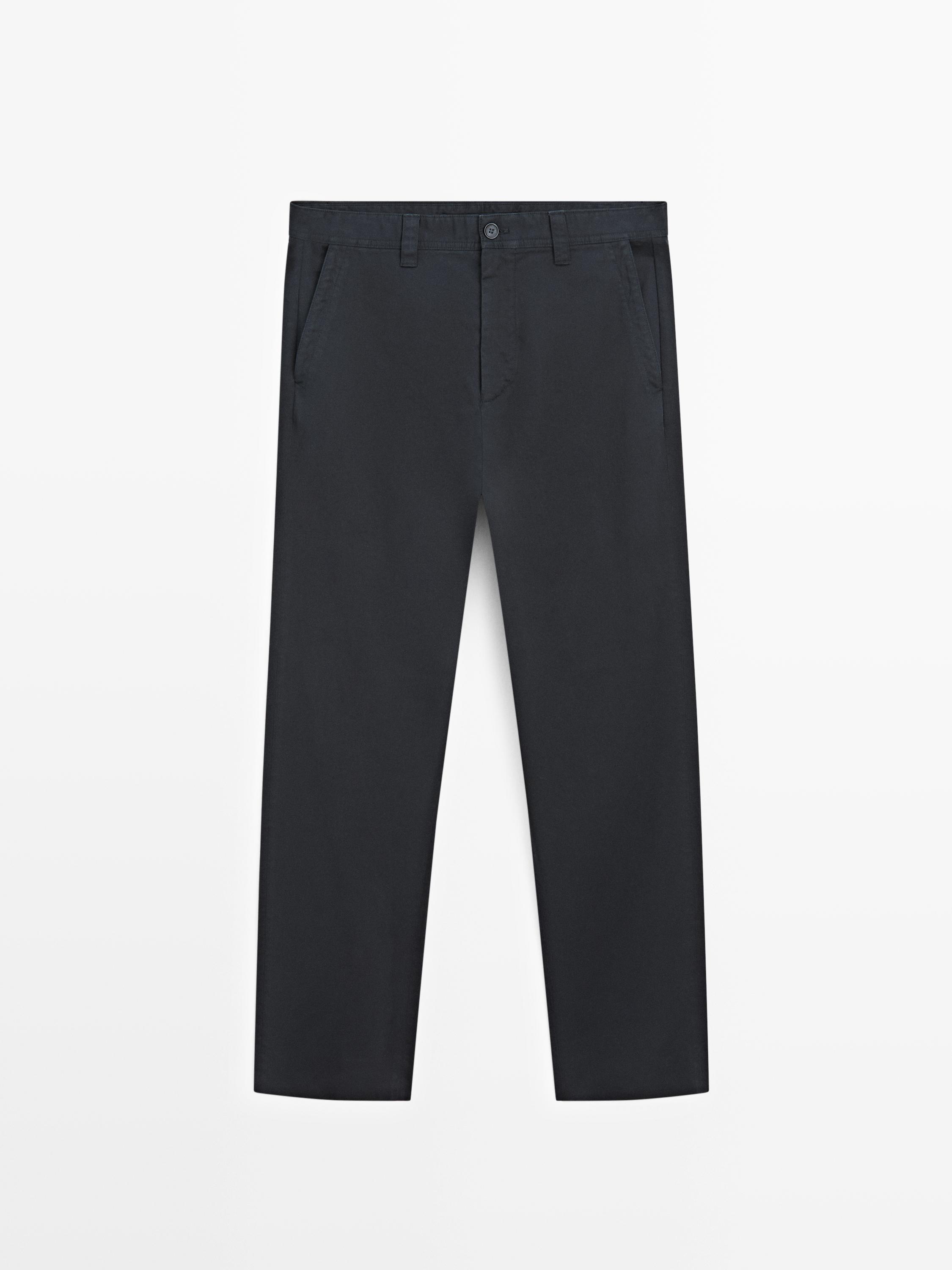 Хлопковые брюки свободного кроя Massimo Dutti, navy blue — фото 2