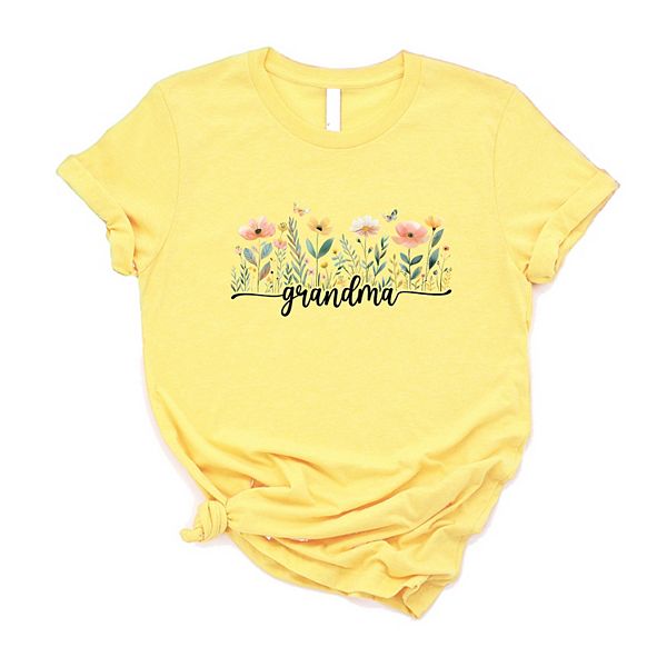 

Футболка с принтом "Бабушкины акварельные цветы" Simply Sage Market, Yellow