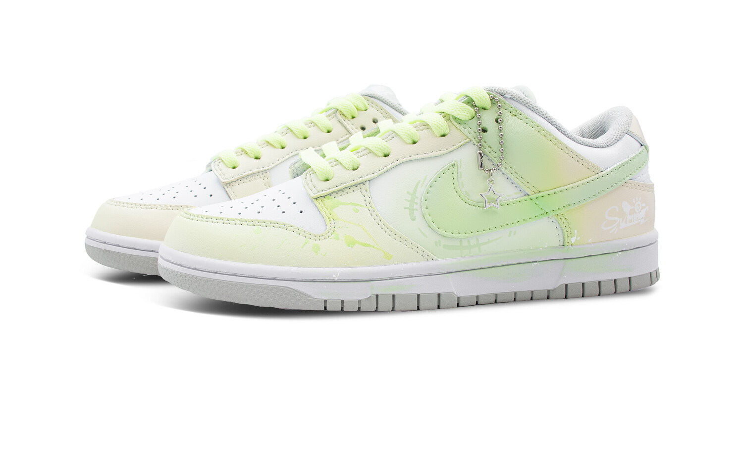 

Кроссовки Nike Dunk Skateboard Shoes Women's Low-Top White, светло-зеленый