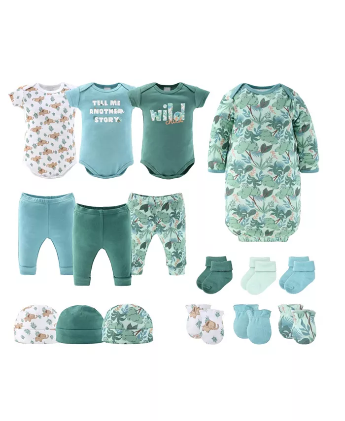 

Подарочный набор для новорожденных Baby Boys Layette Wild Jungle, 16 предметов The Peanutshell, коричневый/бежевый