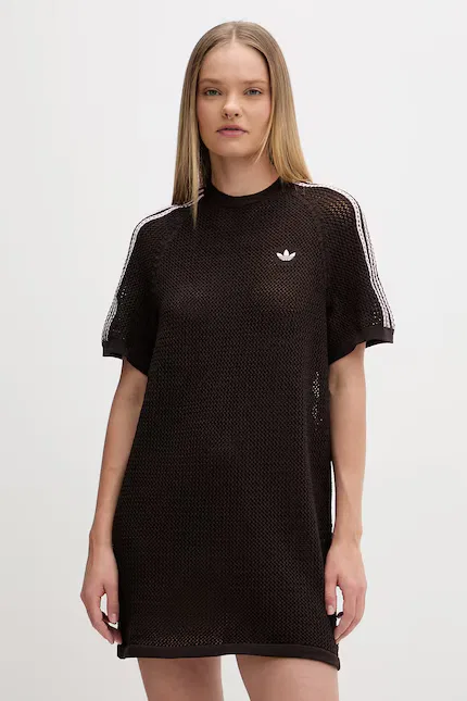 Платье мини из трикотажа Adidas Originals, коричневый