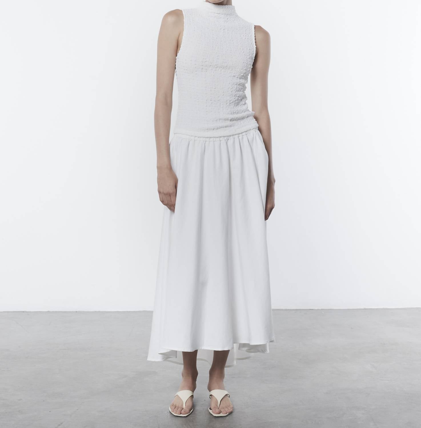 

Юбка-солнце из твила в цвете Off White Enza Costa