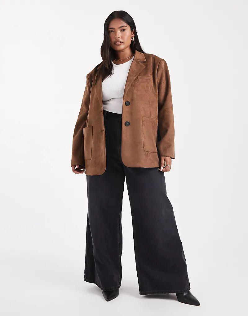 

Блейзер 4th & Reckless Plus из искусственной замши с карманом спереди цвета верблюжьей шерсти