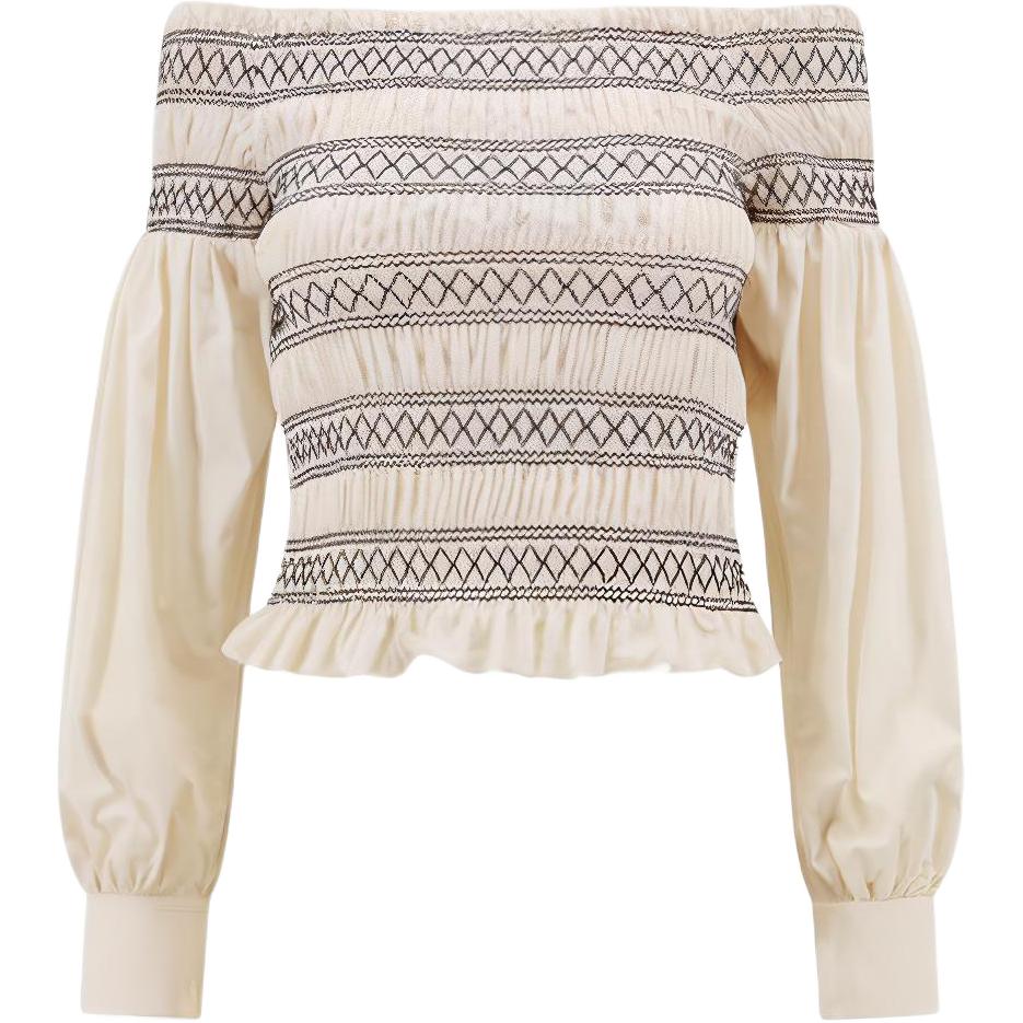 

Блуза Max Mara с длинными рукавами и рюшами MaxMara, бежевый