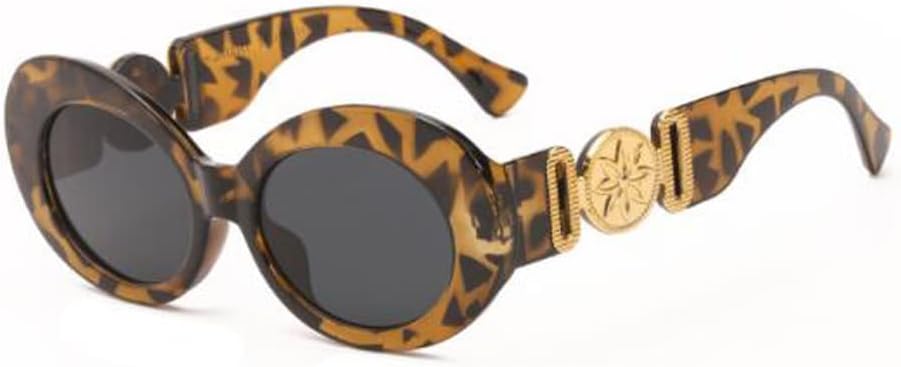 

Солнцезащитные очки PUB в овальной оправе, яйцевидной формы, с широкими дужками, металлические декоративные солнцезащитные очки, модные солнцезащитные очки с защитой от УФ-излучения, Tortoise Shell Frame Grey Flakes