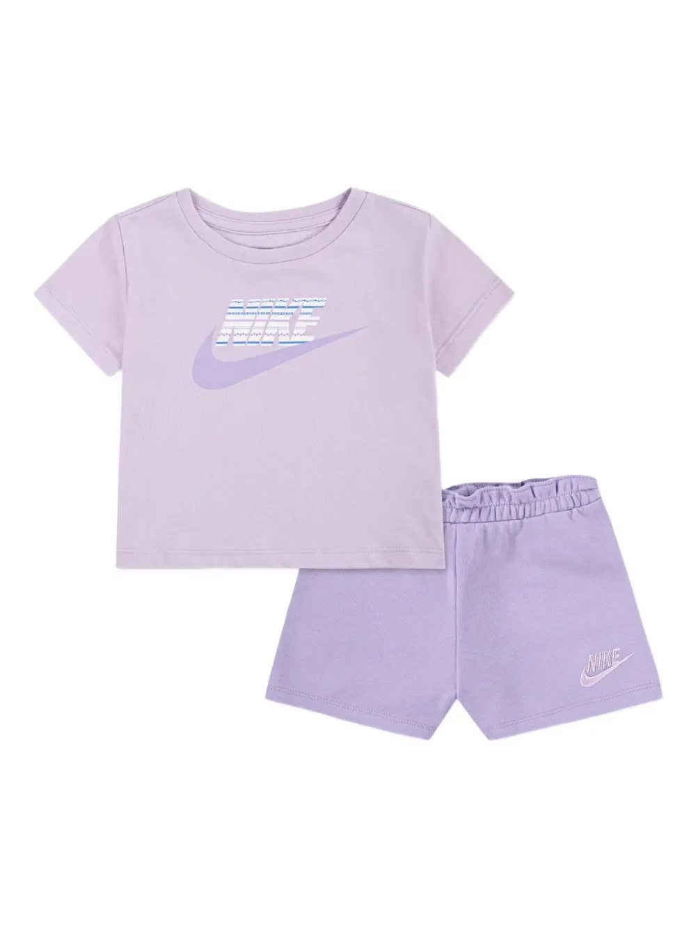 Комплект из шорт и топа с эластичным поясом и принтом логотипа Nike Kids, фиолетовый
