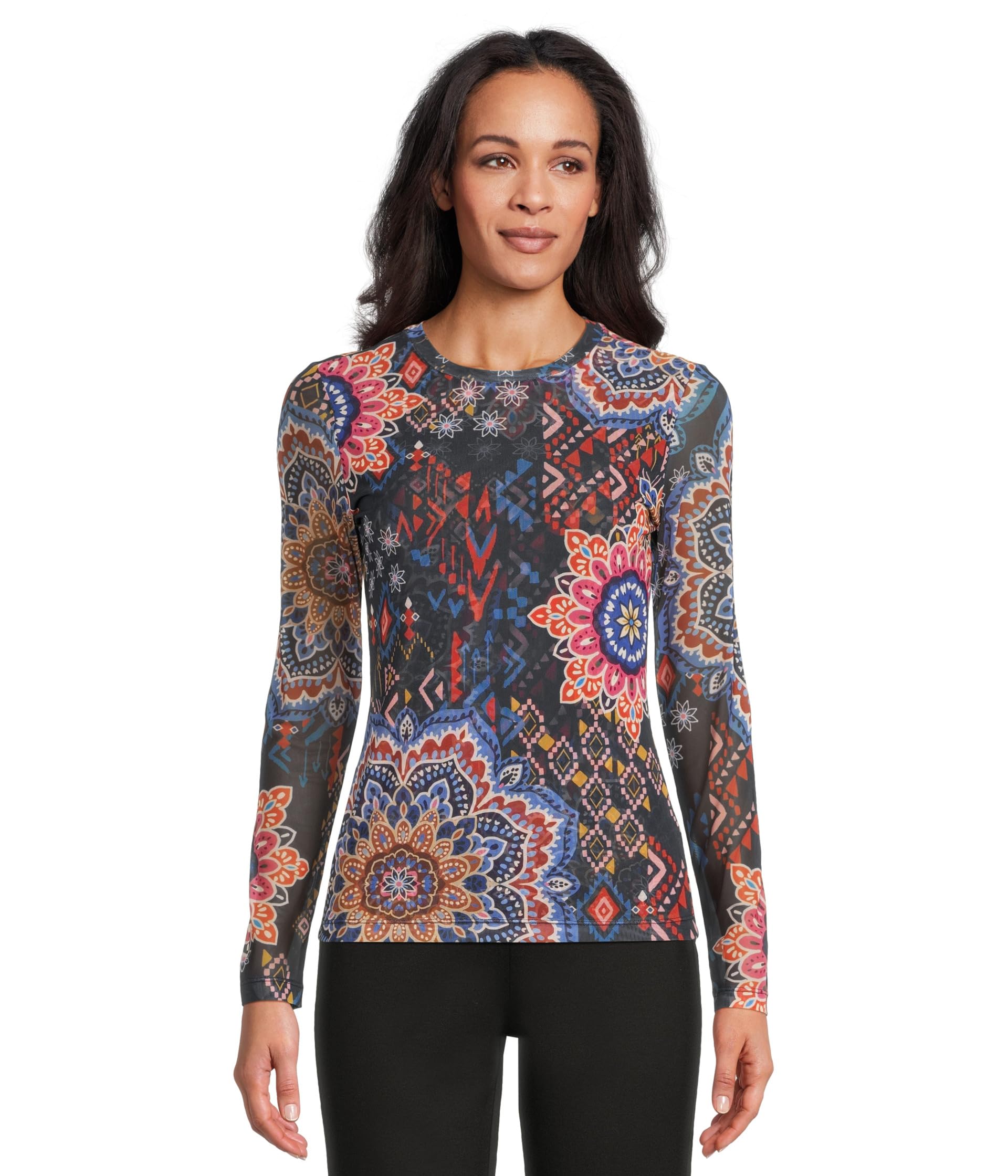 

Футболка Johnny Was Natalie Long Sleeve Mesh Tee, цвет Padma